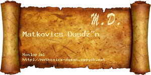 Matkovics Dusán névjegykártya